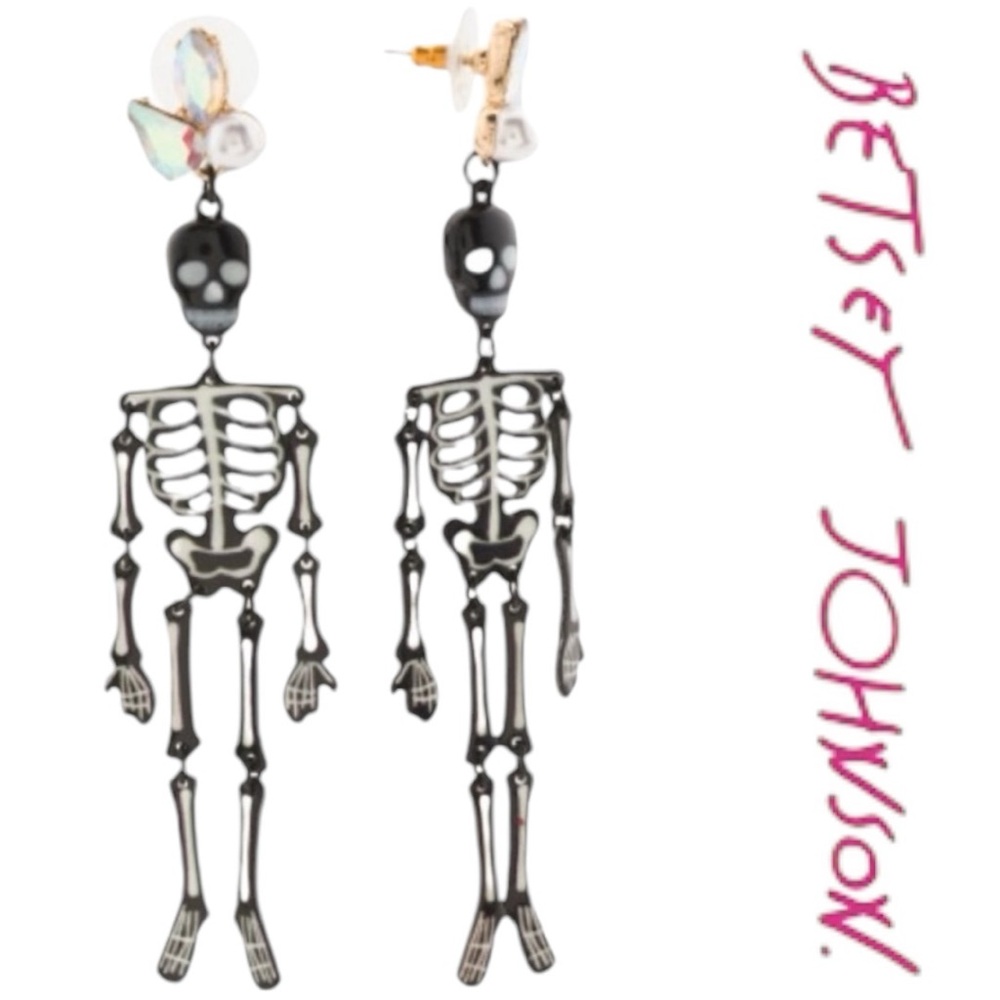 Betsey Johnson Dangling Skeleton Earrings